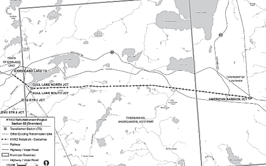 Map of proposed transmission line route
